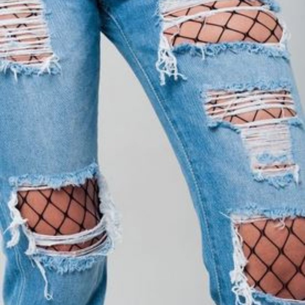 Light Washed Ripped High Waisted Jeans - Picture 3 of 7